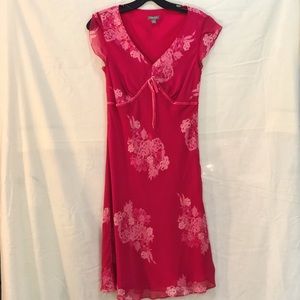 SOLD - VTG ANN TAYLOR FLORAL PINK FLUTTER DRESS